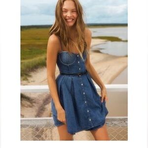 Denim Button-Front Sundress - Blue